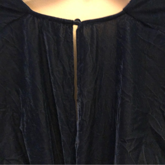 ASOS Velvet Long‎ Sleeve V Neck Tie Ruched Waist Maxi Dress Dark Blue 8 - Picture 6 of 6